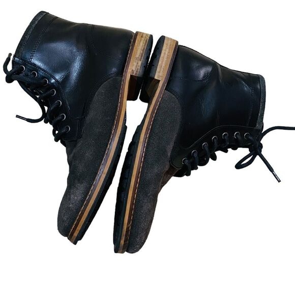 Men’s Crevo Horchata lace up black leather/gray suede boots side zip size 9 - Picture 1 of 12